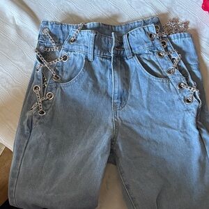 Stylish Blue Chain-Embellished Women Jeans